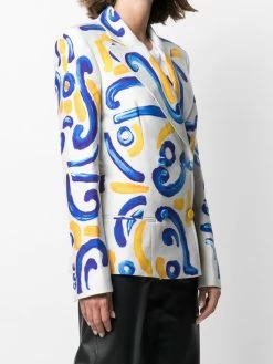 Moschino double-breasted tile-print blazer