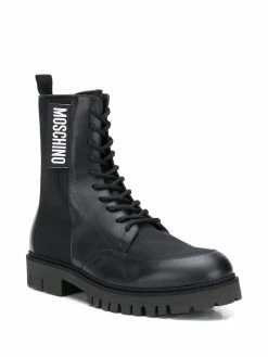 Moschino logo patch boots