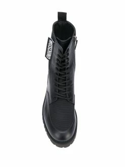 Moschino logo patch boots