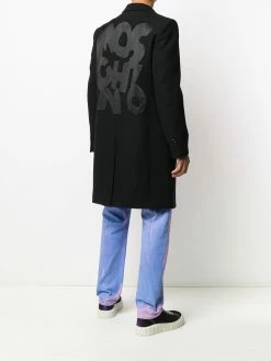 Moschino embroidered logo single-breasted coat