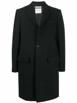 Moschino embroidered logo single-breasted coat