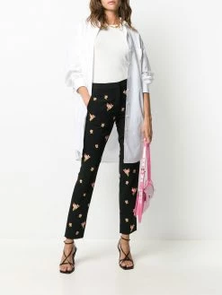 Moschino floral embroidery straight-leg trousers