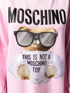 Moschino logo embroidered graphic print hoodie dress