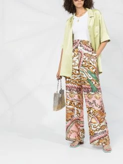 Moschino chain-print silk trousers