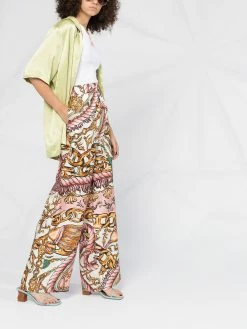 Moschino chain-print silk trousers