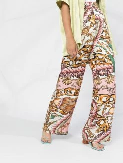 Moschino chain-print silk trousers