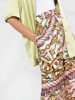 Moschino chain-print silk trousers