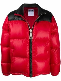 Moschino logo print puffer jacket