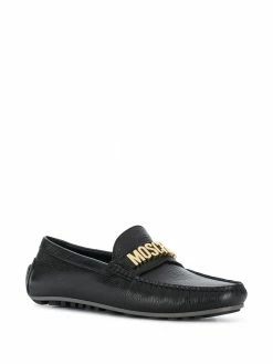 Moschino lettering logo leather loafers