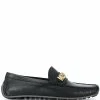 Moschino lettering logo leather loafers