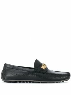 Moschino lettering logo leather loafers