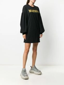 Promo ๐งจ Moschino Cotton sweatshirt ๐ dress with gold embroidery and statement sleeves ๐ 9 Moschino cotton sweatshirt dress with gold embroidery and statement sleeves