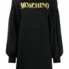Moschino cotton sweatshirt dress with gold embroidery and statement sleeves