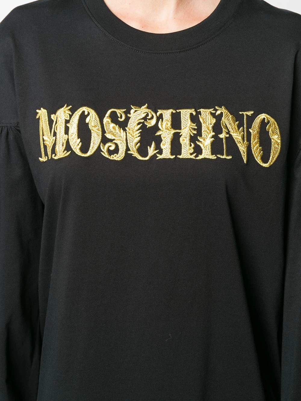Promo ๐งจ Moschino Cotton sweatshirt ๐ dress with gold embroidery and statement sleeves ๐ 7 Moschino cotton sweatshirt dress with gold embroidery and statement sleeves