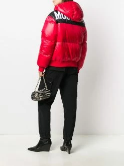 Moschino zipped logo-print puffer jacket