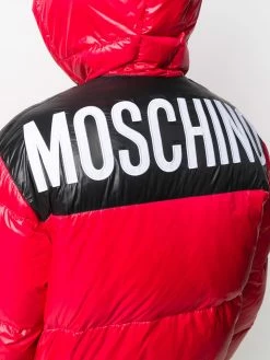Moschino zipped logo-print puffer jacket