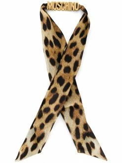 Moschino leopard silk scarf