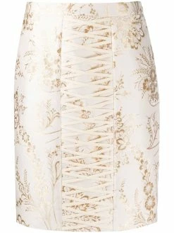 Moschino damask jacquard fitted skirt