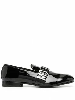 Moschino logo-lettering leather loafers