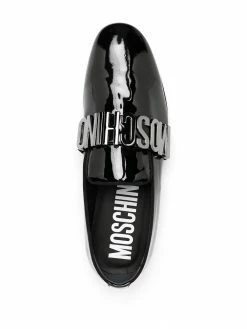 Deals ๐ Moschino Logo lettering leather loafers โ 9 Moschino logo-lettering leather loafers