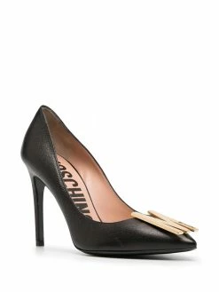 Moschino logo plaque leather pumps