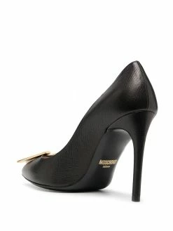 Moschino logo plaque leather pumps