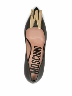 Moschino logo plaque leather pumps