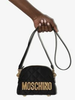 Moschino logo-embroidered quilted shoulder bag