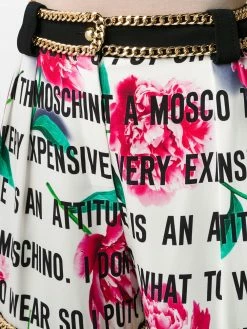 Moschino chain-trimmed rose-print shorts