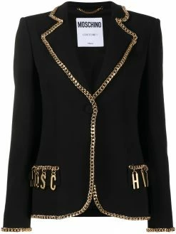 Moschino chain-trimmed logo blazer