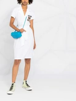 Moschino bead-embellished logo shirt dress