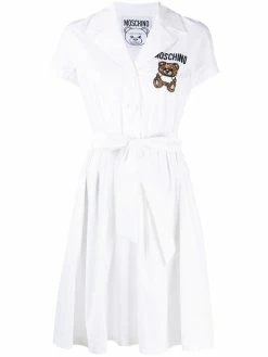 Moschino bead-embellished logo shirt dress
