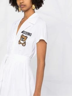 Moschino bead-embellished logo shirt dress