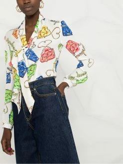 Moschino printed pussybow blouse