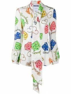 Moschino printed pussybow blouse