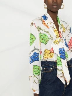 Moschino printed pussybow blouse