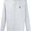 Moschino embroidered logo-patch pinstripe shirt