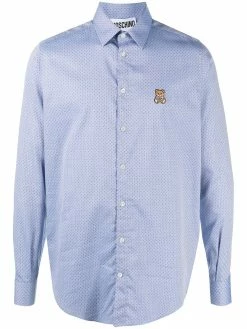 Moschino embroidered logo-patch shirt