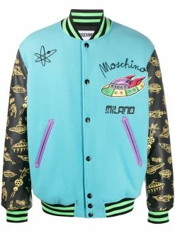 Moschino spaceship-motif bomber jacket
