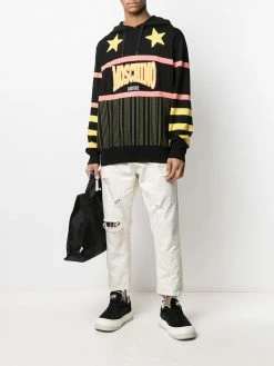 Moschino logo-intarsia knitted hoodie