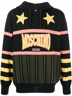 Moschino logo-intarsia knitted hoodie
