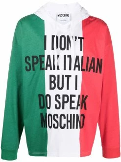 Moschino slogan-print hooded T-shirt