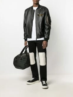 Moschino logo-plaque bomber jacket