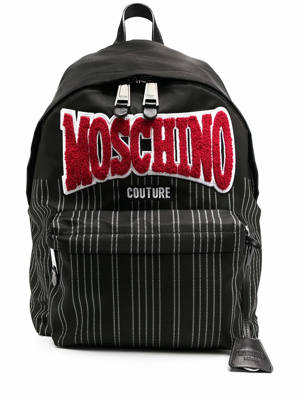 Cheap โค๏ธ Moschino Logo patch striped ๐ backpack ๐ 3 Moschino logo-patch striped backpack