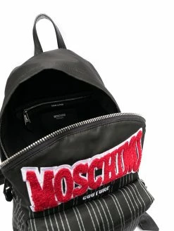 Cheap โค๏ธ Moschino Logo patch striped ๐ backpack ๐ 11 Moschino logo-patch striped backpack