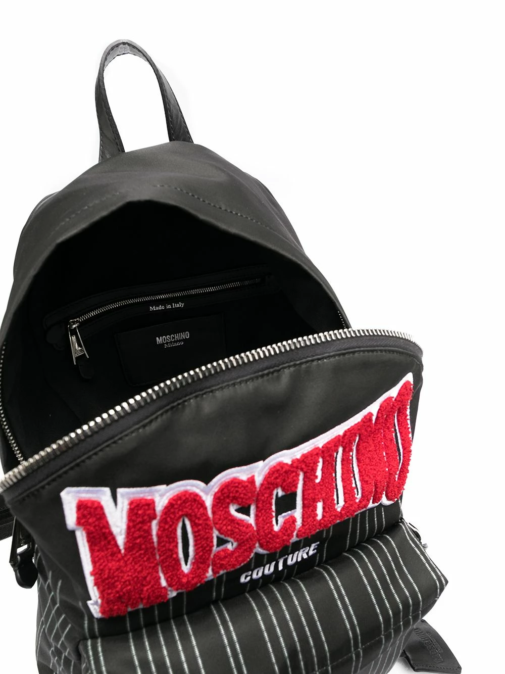 Cheap โค๏ธ Moschino Logo patch striped ๐ backpack ๐ 7 Moschino logo-patch striped backpack