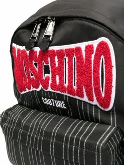 Cheap โค๏ธ Moschino Logo patch striped ๐ backpack ๐ 10 Moschino logo-patch striped backpack