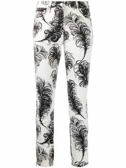Moschino feather print high-waisted trousers