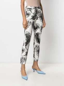 Moschino feather print high-waisted trousers