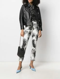 Moschino feather print high-waisted trousers